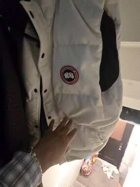 Canada Goose White and Black Puffer Jacket